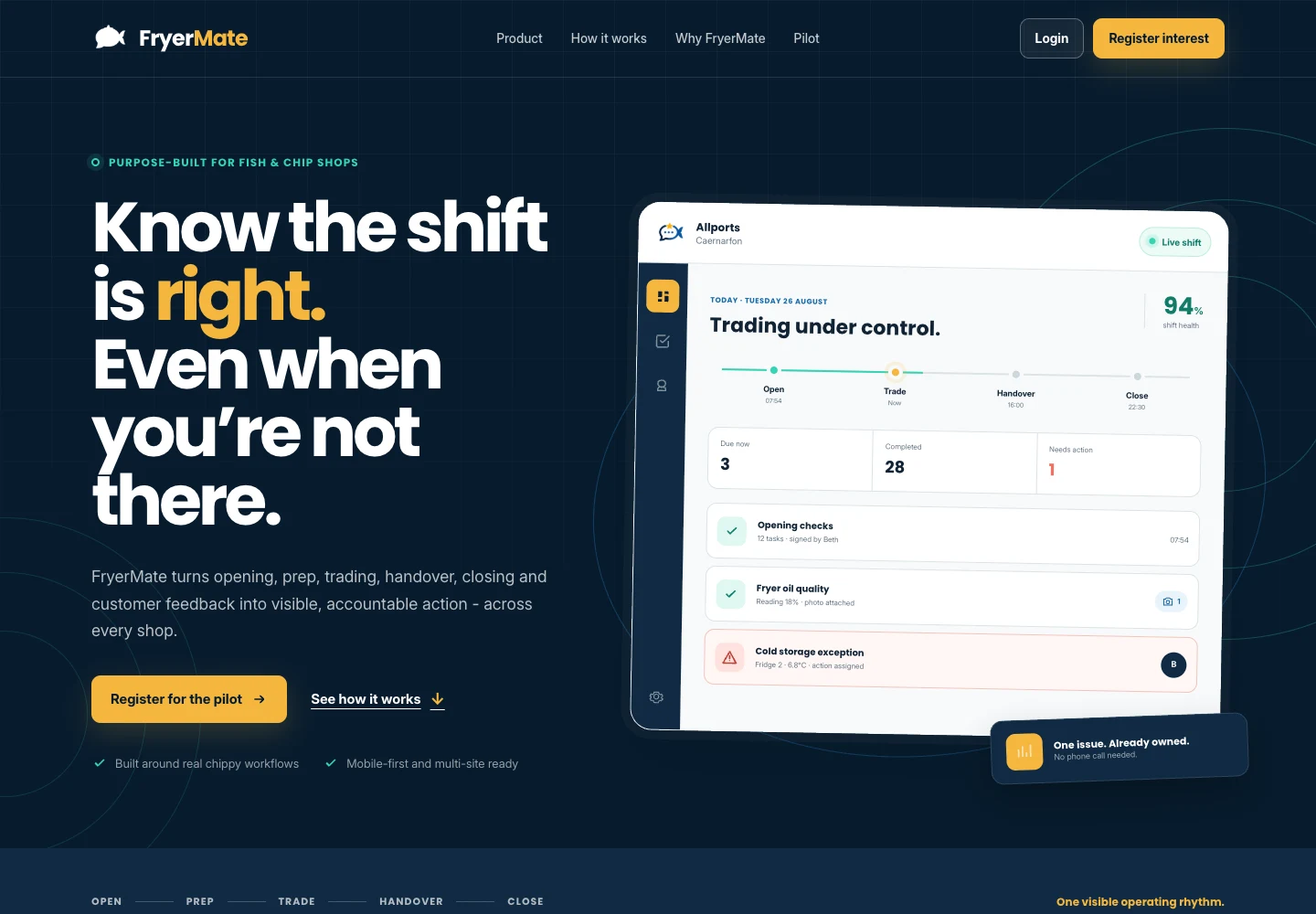 FryerMate shown in its responsive desktop and mobile layouts