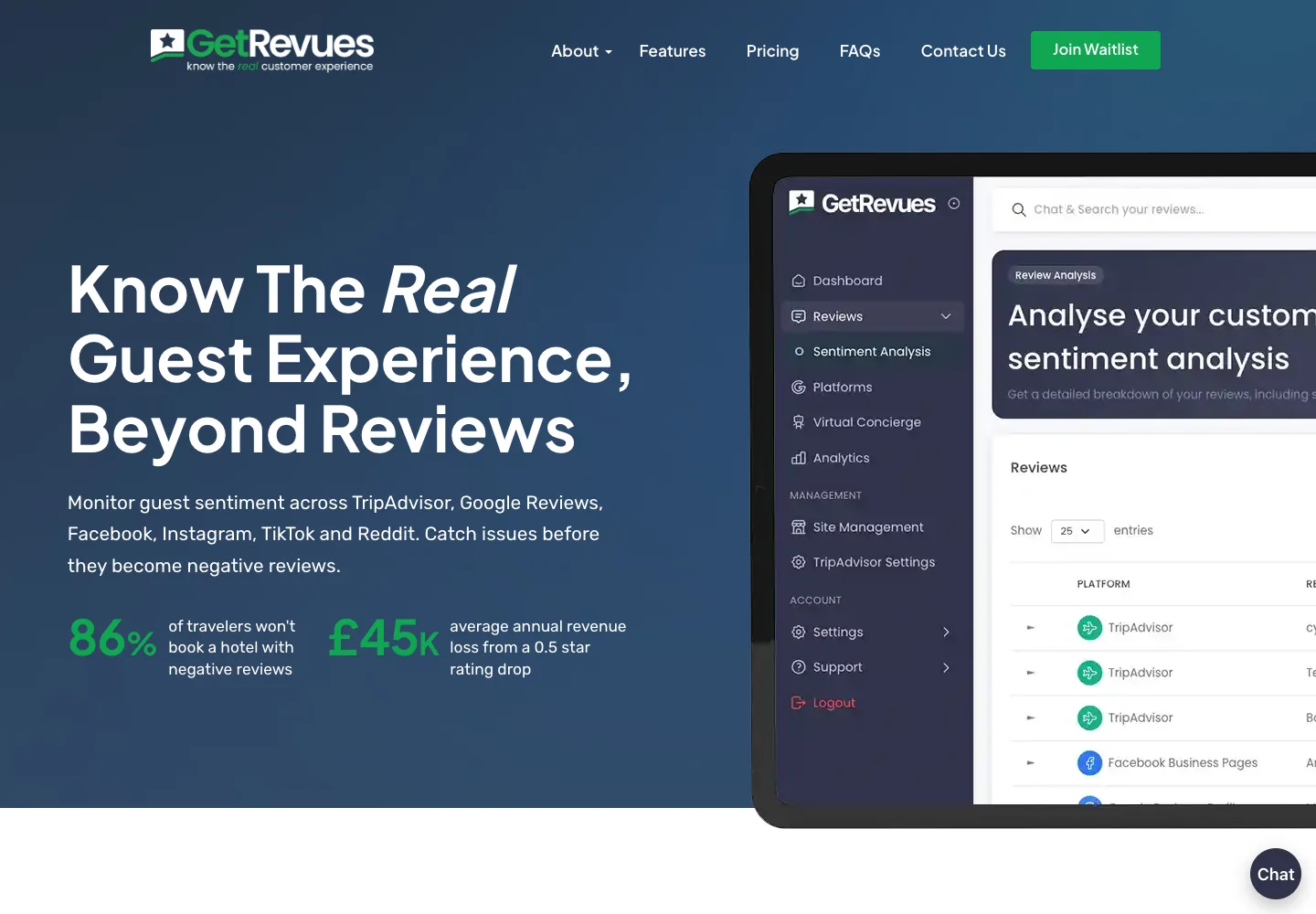 GetRevues.ai website shown in its responsive desktop and mobile layouts