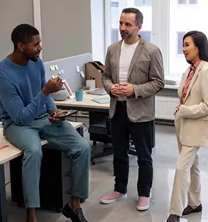 A small team taking part in AI training